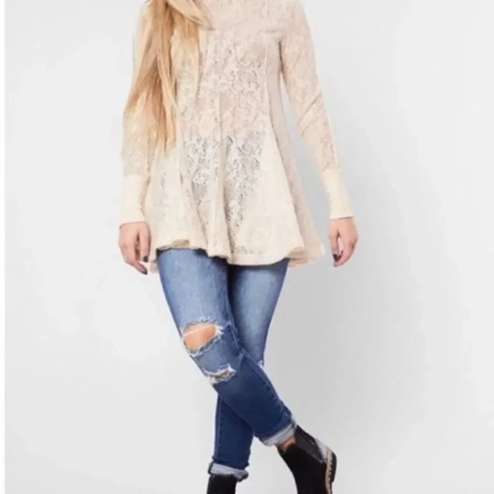 Free people Ivory Coffee Chamoix tunic